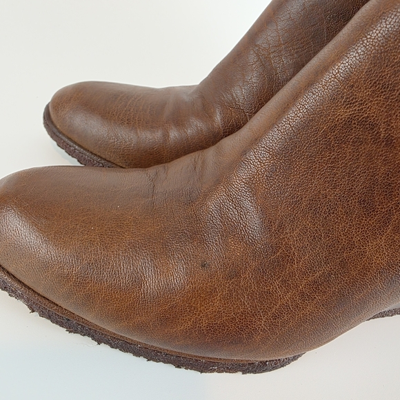 Stuart Weitzman Women's Brown Leather Wedge Heel Boot Ankle Bootie Gum Sole sz 8 - Picture 5 of 12